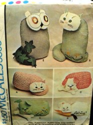 5303 76 OWL, PUSSYCAT, PUPPY,,RABBIT EMBRD STUFFIES PATTERN